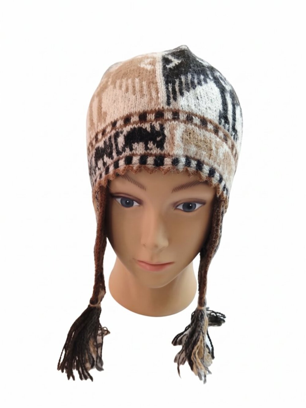 Hand-Woven Andean Alpaca Wool Chullo – Sacred Condor Design (Cusco)